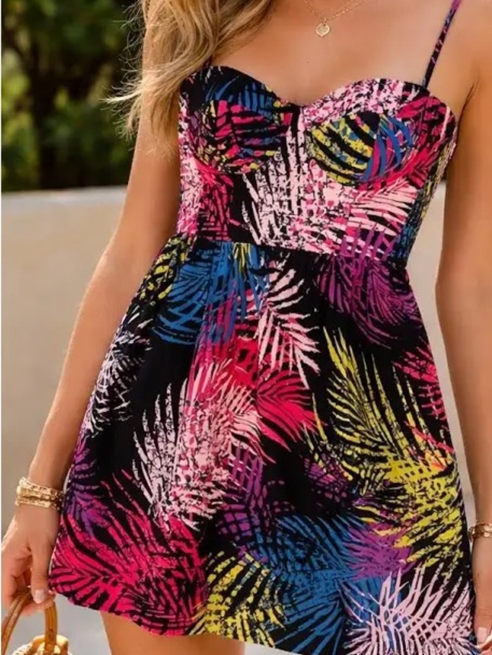 Moda International Dress by Victoria’s Secret with Neon Palm Print